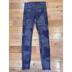 Lululemon Hi-Rise Wunder Under Etch Hail Midnight Navy‎ Ankle Length Size 4